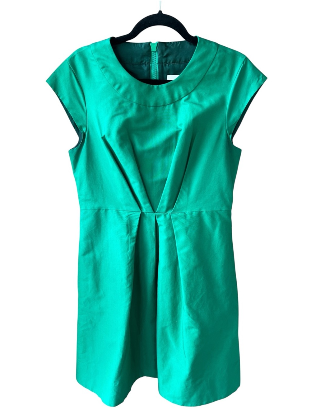 Kate Spade Sz 12 Kelly Green Jane Fit & Flare Midi Dress Silk Blend